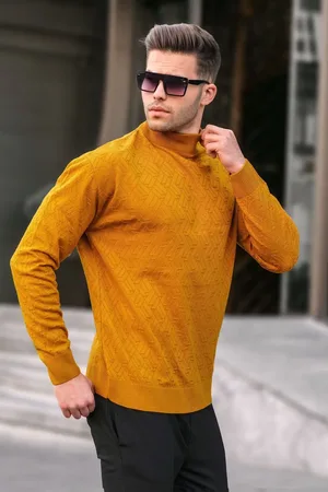 MADMEXT Hellsenfgelber Rollkragenpullover für Herren - M