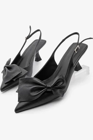 Marjin Schwarze Stiletto-schuhe Mit Spitzer Zehenpartie Und Schleifendetail Und Offenem Rücken - 39