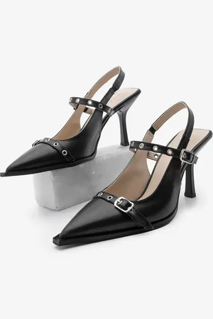 Marjin Zekra Schwarze Stiletto-schuhe Mit Spitzer Zehenpartie Und Trock-schuhe Mit Offenem Rücken - 39