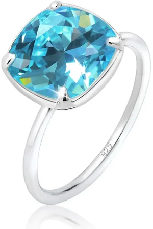 Elli Schmal Geo Crystal Blau 925 Silberring für Damen - 56