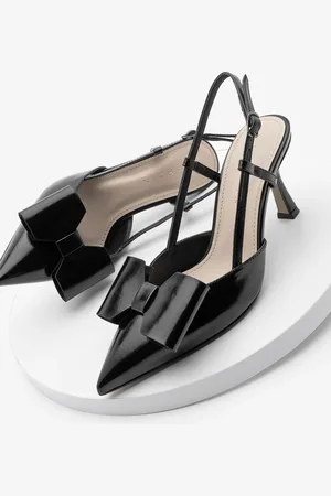 Marjin Schwarze Stiletto-schuhe Mit Spitzer Zehenpartie Und Schleifendetail Und Offenem Rücken - 40