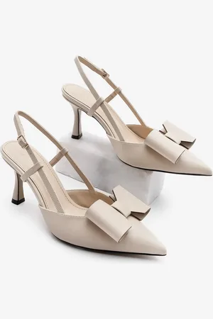Marjin Ecrufarbene Stiletto-schuhe Mit Spitzer Zehenpartie Und Schleifendetail Und Offenem Absatz - 37