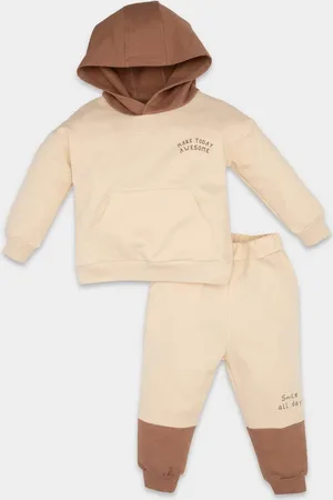 DeFacto Bedrucktes Sweatshirt Mit Kapuze Und Jogginghose Mit Elastischer Taille Für Babys – D4698a524au für Herren - 5–6 Jahre