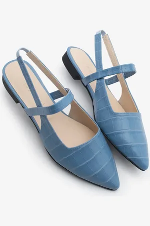 Marjin Ballerinas Mit Spitzer Zehenpartie, Riemchen Und Offenem Rücken, Daily Ballet Dales Blue Croco für Damen - 38