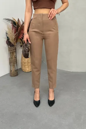 BİKELİFE Hose Aus Stoff Mit Hoher Taille Und Schmalem Bein für Damen - 40
