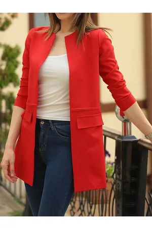 armonika Rote, Taillierte, Lange Jacke für Damen - S