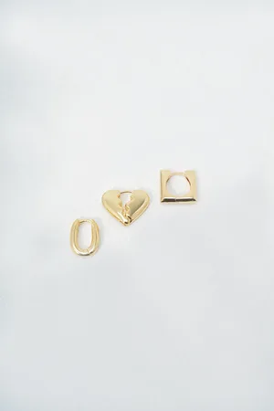 Trend Alacati stili Gold Herz Detaillierte 3 Ohrringe für Damen - One Size