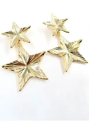 Trend Alacati stili Goldfarbene Ohrringe Mit Stern-design für Damen - One Size