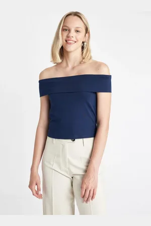 DeFacto Modell C7661ax24sm T-shirt Mit Kurzen Ärmeln Und Tiefem Ausschnitt An Den Schultern für Damen - S