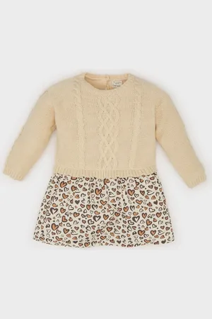 DeFacto Langärmliges Baby-mädchenkleid Mit Gemustertem Rock – für Damen - 12–18 Monate