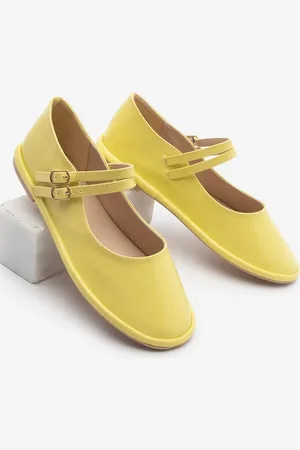 Marjin Ballerina Larzen Mit Doppelter Schnalle, Gelbes Lackleder für Damen - 38