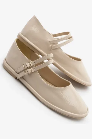 Marjin Ballerinas Mit Schnalle Und Doppeltem Riemen Aus Beigem Lackleder für Damen - 37