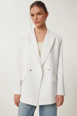 Happiness istanbul Jacke Aus Leinen Mit Knochenpolsterung für Damen - 40