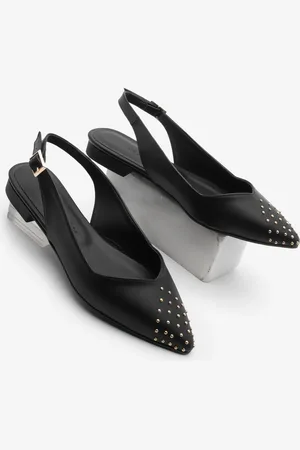 Marjin Ballerinas Mit Spitzer Zehenpartie, Goldfarbenen Nieten Und Offenem Rücken, , Für Den Alltag für Damen - 38