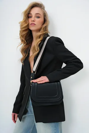 Trend Alacati stili Schwarze Umhängetasche Mit Verstellbarem Riemen für Damen - One Size