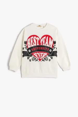 Koton Sweatshirt Mit Erhöhtem, Bedrucktem Rundhalsausschnitt Und Langen Ärmeln für Damen - 4–6 Jahre