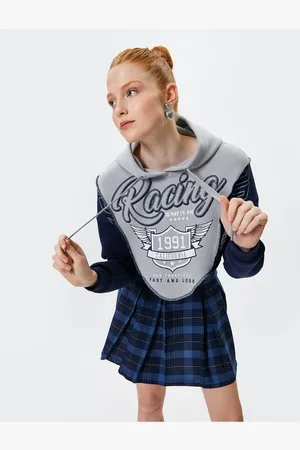 Koton Crop-sweatshirt Mit Kapuze, Schmale Passform, Bedruckt Mit Farbblockmuster für Damen - XS
