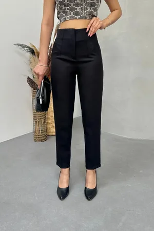 BİKELİFE Hose Aus Stoff Mit Hoher Taille Und Schmalem Bein für Damen - 38