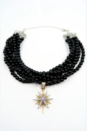 Trend Alacati stili Schwarze Stern-charm-reihe Mit Perlen-halskette für Damen - One Size