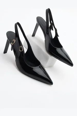 Marjin Stiletto Spitze Zehe Slingback Schnalle Hochhackige Schuhe Pelovi Lackleder - 37