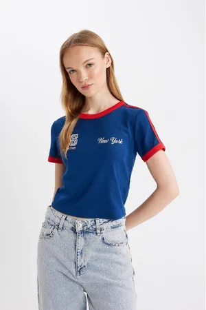 DeFacto Cooles, Tailliertes T-shirt Aus Modal Mit Kurzen Ärmeln, C3205ax24sp für Damen - M