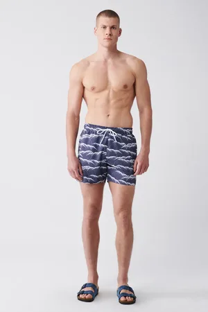 Avva Marineblaue, Schnell Trocknende, Bedruckte Badeshorts E 003802 für Herren - XS