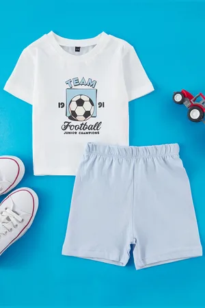 Trendyol Baby Boy 100% Baumwolle Fußball Gedruckt Kurze Ärmel Gestrickt Bottom-top Anzug für Herren - 18–24 Monate