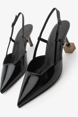 Marjin Stiletto-schuhe Mit Spitzer Zehenpartie Und Offenem Absatz, Verani-schuhe Aus Schwarzem Lackleder - 40