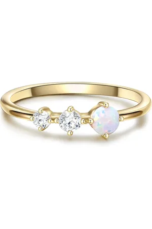 Glanzstücke Silberring Ring Sterling Silber Gelbgold Zirkonia Weiß Opal (synth.) Weiß für Damen - 54