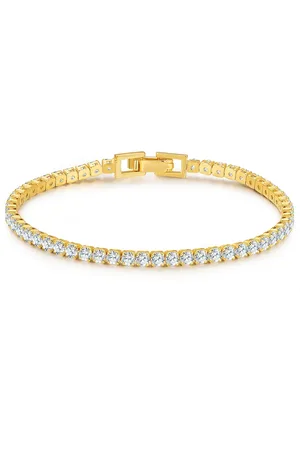 Glanzstücke Silberkol Bandı Kol Bandı Sterling Silber Gelbgold Zirkonia Weiß für Damen - 19 cm