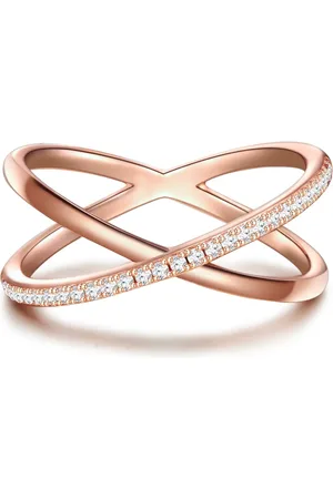 Glanzstücke Silberring Yüzük Sterling Silber Rosegold Zirkonya Weiß für Damen - 60