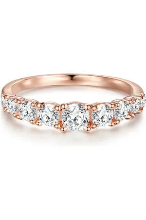 Trilani Silberring Yüzük Sterling Silber Rosegold Zirkonya Weiß für Damen - 53