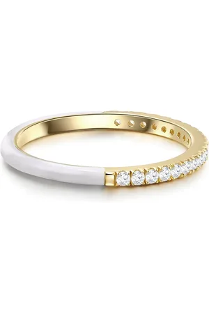 Glanzstücke Silberring Yüzük Sterling Silber Gelbgold Zirkonia Weiß Emaille Weiß für Damen - 56