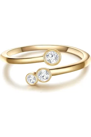 Glanzstücke Silberring Yüzük Sterling Silber Gelbgold Zirkonia Weiß für Damen - 48