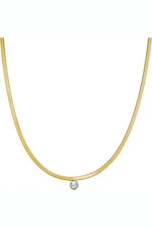 Eastside Edelstahlhalskette Kette Ve Anhänger Edelstahl Gelbgold Zirkonia Weiß für Damen - One Size