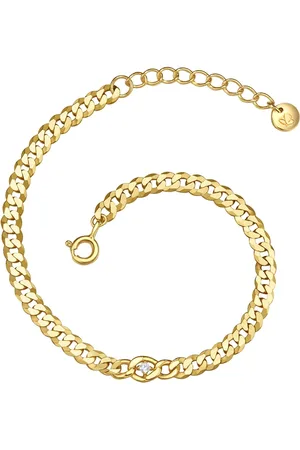 Glanzstücke Silberkol Bandı Kol Bandı Sterling Silber Gelbgold Zirkonia Weiß für Damen - One Size
