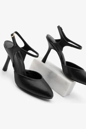 Marjin Stiletto Oval Toe Open Back Schal Heels Schuhe Ventil - 38