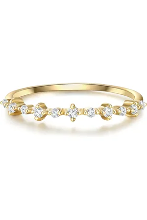 Glanzstücke Silberring Yüzük Sterling Silber Gelbgold Zirkonia Weiß für Damen - 60