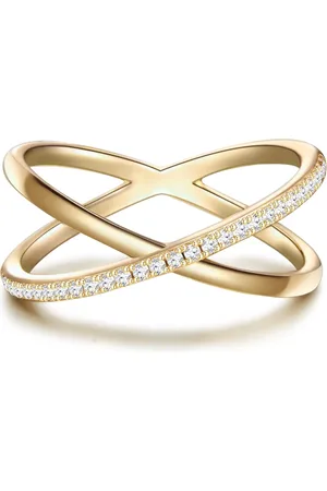 Glanzstücke Silberring Yüzük Sterling Silber Gelbgold Zirkonia Weiß für Damen - 50