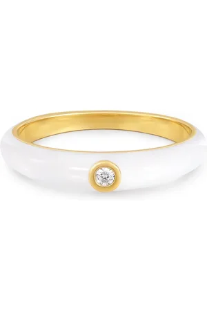 Glanzstücke Silberring Yüzük Sterling Silber Gelbgold Zirkonia Weiß Emaille Weiß für Damen - 56