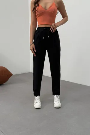 BİKELİFE Hose Aus Elastischem Stoff Mit Hoher Taille Und Knöchellanger Taille für Damen - 38