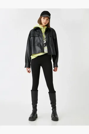 Koton Gestreifte Leggings Mit Hoher Taille Vorne für Damen - M