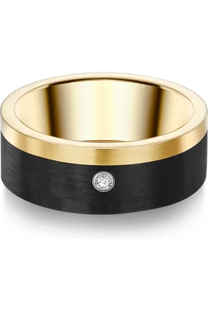 Trilani Edelstahlring Yüzük Edelstahl Gelbgold Zirkonia Weiß für Damen - 54