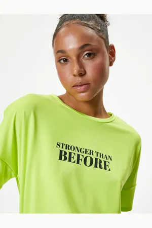 Koton Übergroßes Sport-t-shirt Mit Slogan-aufdruck, Rundhalsausschnitt, Kurze Ärmel für Damen - XS