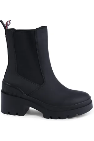 Tommy Hilfiger Schwarzes Bio-baumwollfutter Mit Monogramm Von – Stiefel Und Stiefel Mit Gummisohle für Damen - 40