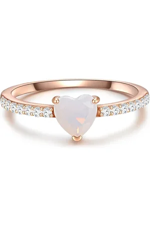 Glanzstücke Silberring Yüzük Sterling Silber Pembe Altın Mondstein (synth.) Zirkonia Weiß für Damen - 50