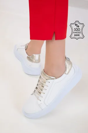 SOHO Weißgoldener Sneaker Aus Echtem Leder für Damen - 36