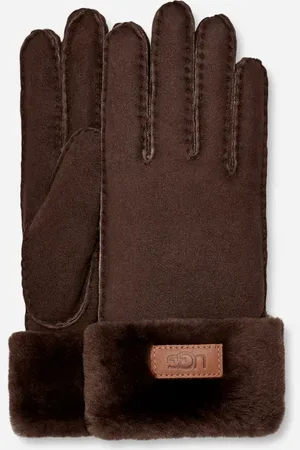 UGG ® Handschuhe mit Umschlagbündchen für Damen | ® EU in Brown, Größe L, Schaffell