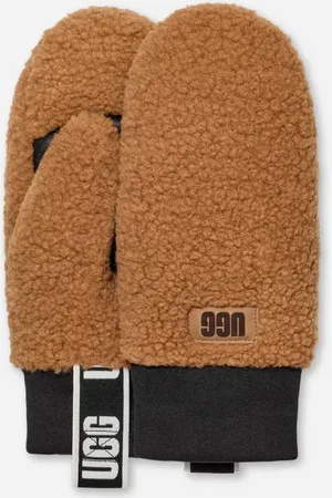UGG Fäustlinge aus ®fluff mit Logo-Tape für Damen in Brown, Größe L/XL, Polyester