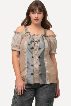 Ulla Popken Große Größen Trachtenbluse, Damen, , Größe: 46/48, Polyester/Viskose